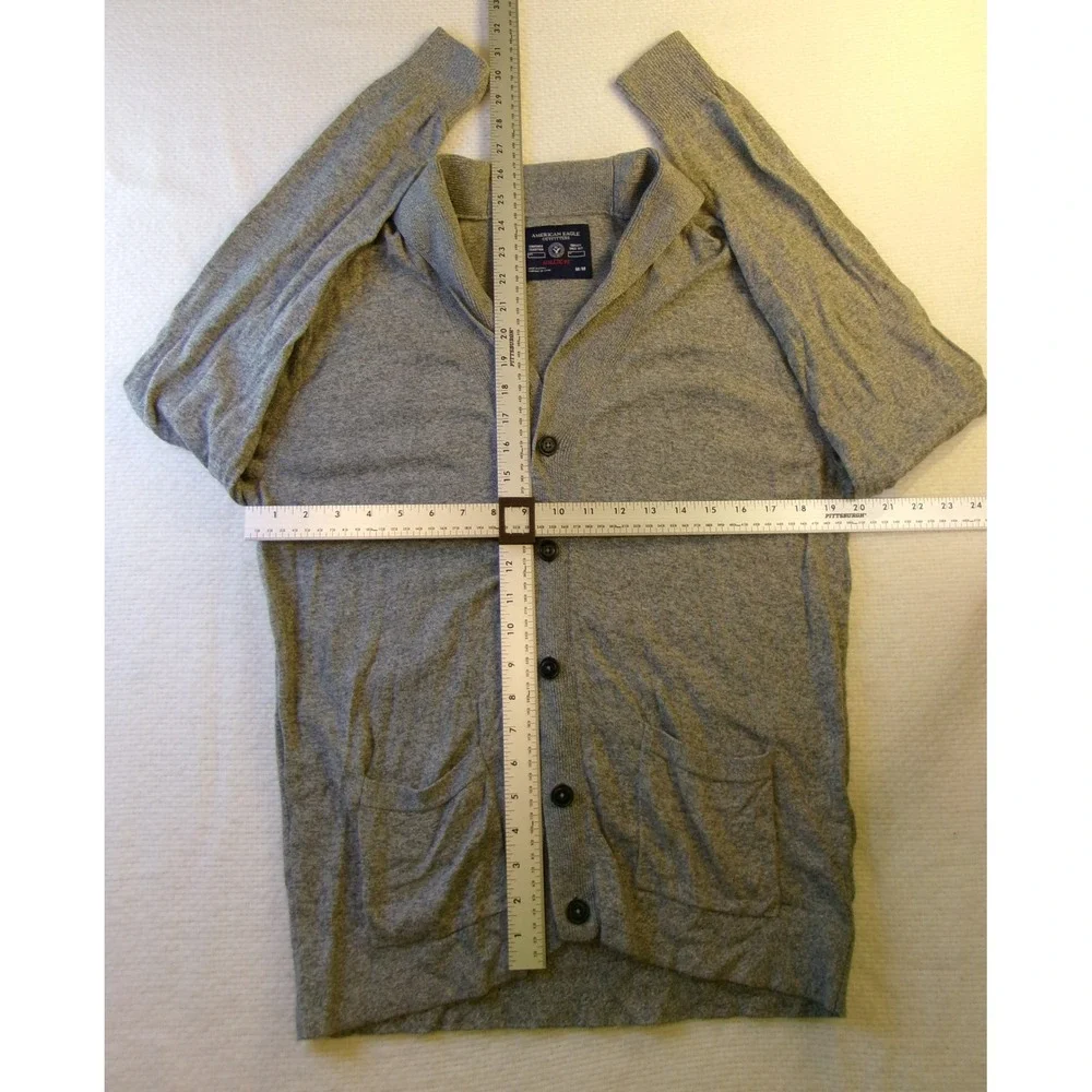American Eagle‎ Gray Shawl Collar Cardigan Sweater Mens Medium Ath. Fit Cotton